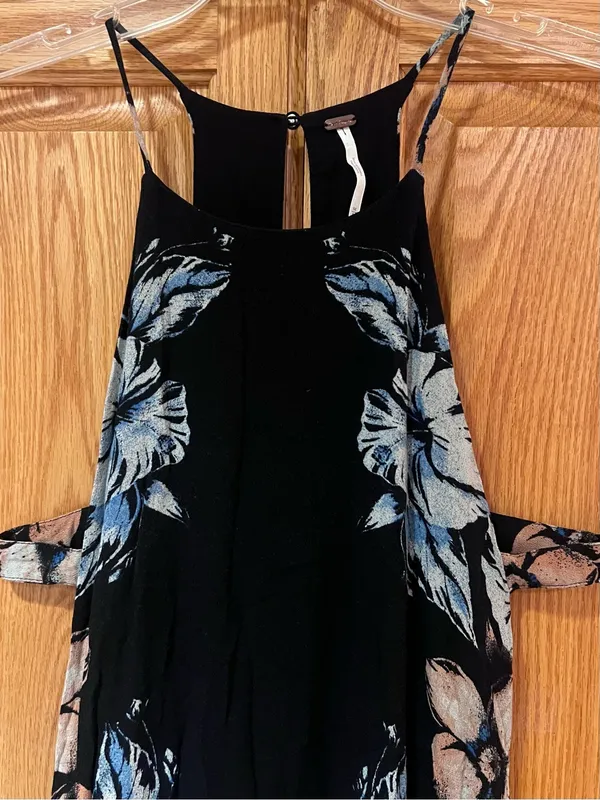 Free People Back To You Side Cut-Out Halter Midi Floral Dress Black Size Medium - Image 5