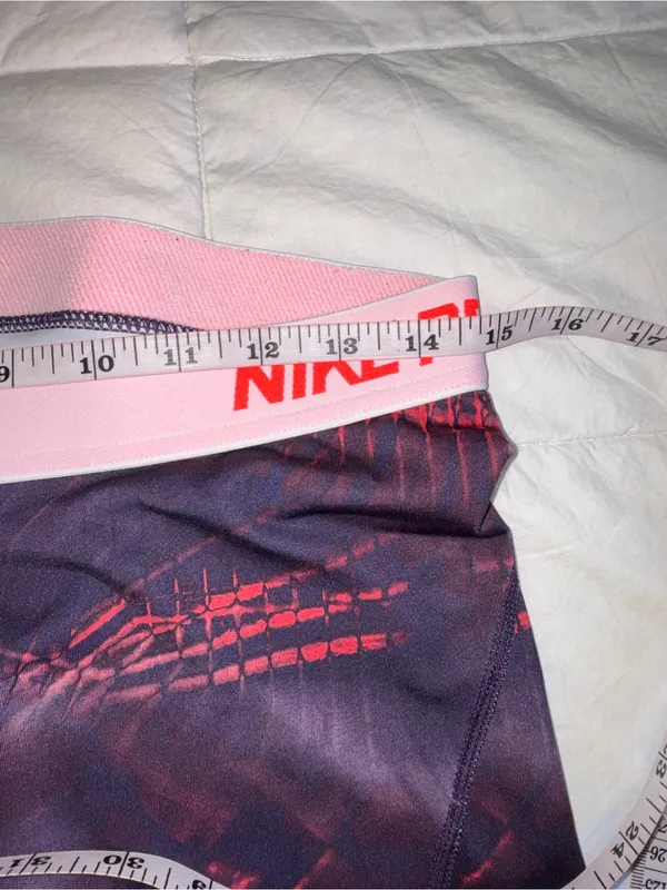 Nike Women's Pink Waistband Purple Graphic Bike Shorts - Image 6