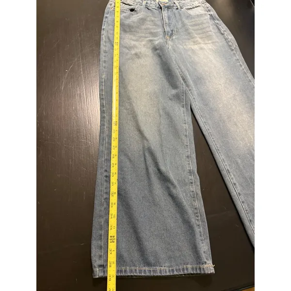 Bamboo Women‎ Wide Leg High Rise Light Wash Denim Jeans Size 13/31 Cotton - Image 2