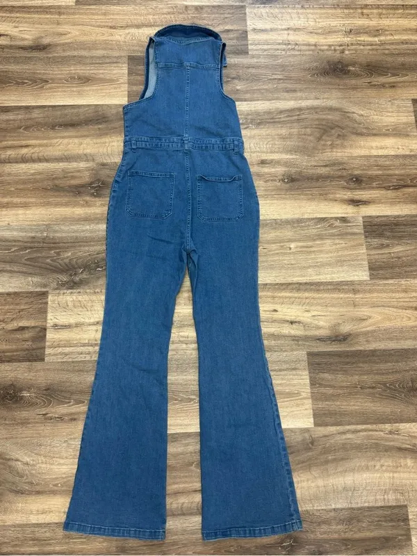 Cider Denim Collared Flare Leg Jumpsuit Women’s Medium - Image 4