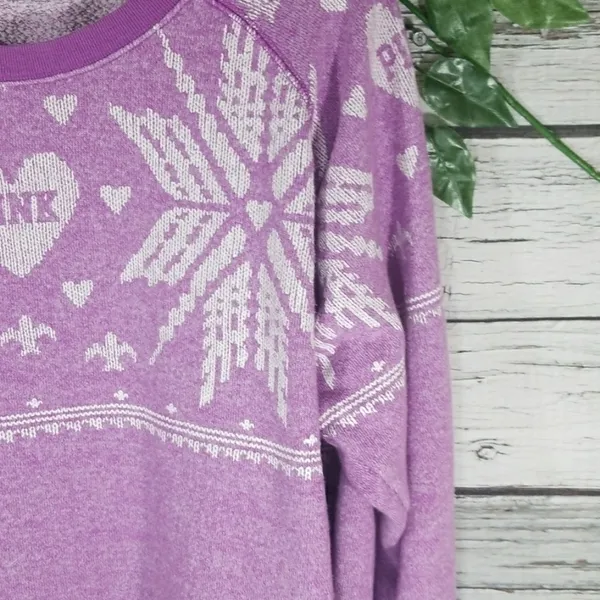 PINK - Victoria's Secret snowflake sweatshirt sz M - Image 6
