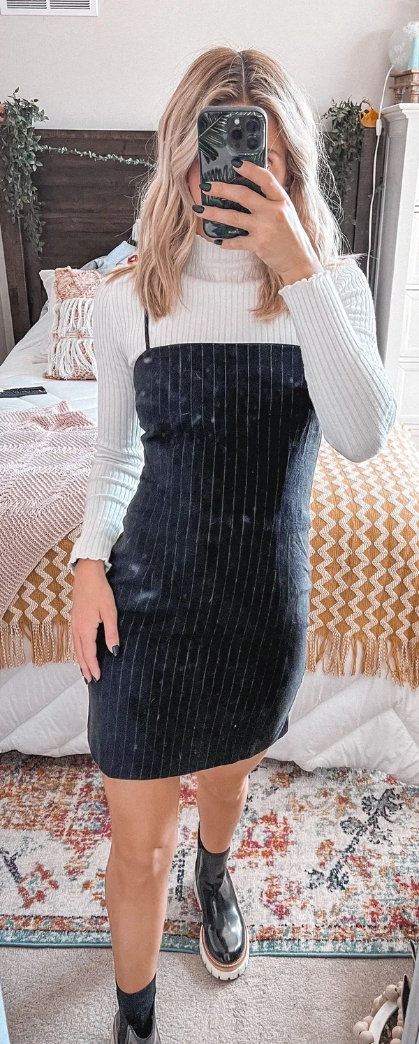 Forever 21 Black Pin Striped Mini Dress - Image 3