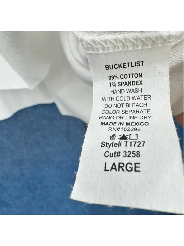 Bucket List Cropped Mérci Tee Long Sleeves Cutoff Cotton France Travel Sz Large - Image 3