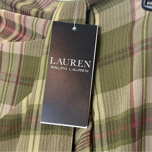 Lauren Ralph Lauren Plaid Ruffle-Trim Georgette Skirt Green Farm Olive 10 NWT - Image 9