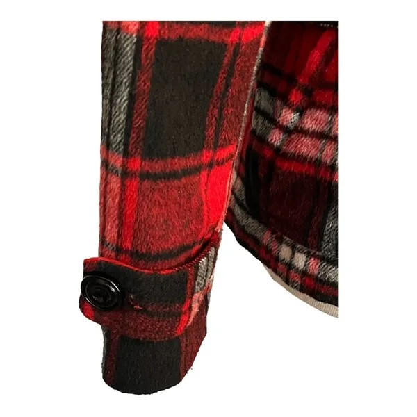 Cocoa Platinum Womens Red Black Plaid‎ Wool Blend Double Breasted Peacoat Size M - Image 10