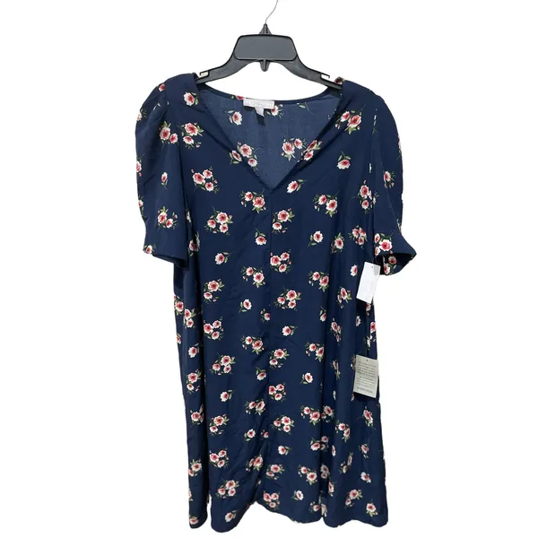 Chelsea28 Floral Puff Sleeve V-Neck Navy‎ Shift Dress Size Large - Image 7