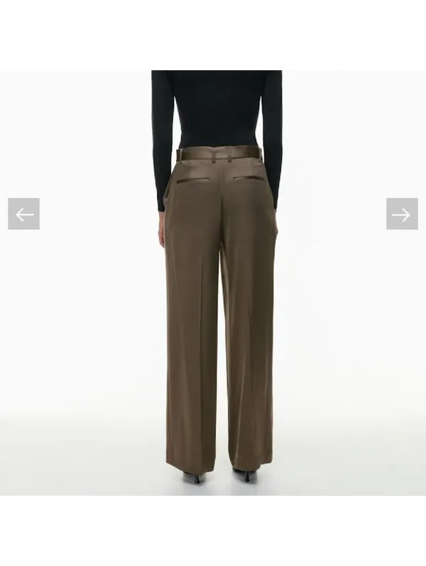 Babaton Aritzia Becket Satin Wide Leg Trouser Pants Soot Brown Women’s size 10 - Image 15