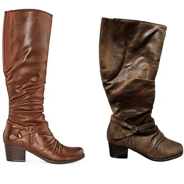 Yuu Womens Ryley Stacked Heel Below Knee Riding Boots Womens 8 W - Image 3