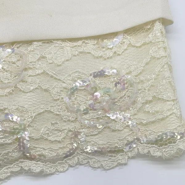 Feminine Lace Trim Slip Dress Size 5/6 Mini Sequin Bridal Romantic Cocktail‎ - Image 11