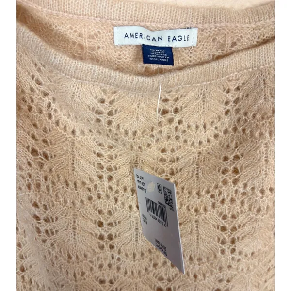 American Eagle Lace Knit Sweater Tan Long Sleeve Boat Neck‎ Women's M NWT - Image 3