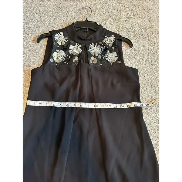 WOMEN'S MSK‎ BLACK, SLEEVELESS DRESS,FLORAL SILVER ACCENT RHINESTONES,Size Small - Image 9