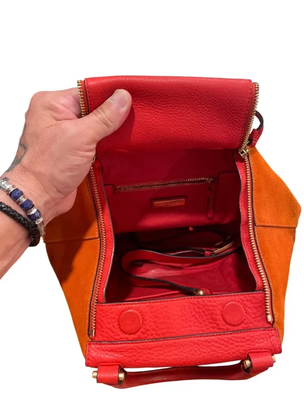 Tory Burch wms red orange suede leather tassled crossbody handbag SKU 10-229 - Image 14