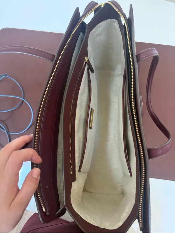 Tory Burch Burgundy Leather Tote - Image 4