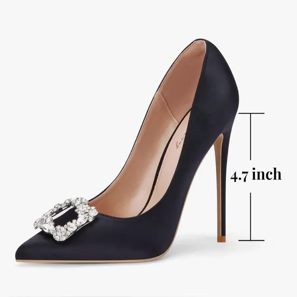 NEW Elisabet Tang Satin Rhinestone Stiletto Pumps Pointed Toe High Heels 4.72” 8 - Image 2