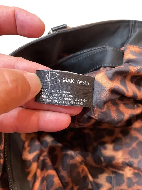 B Makowsky wms Vtg black leather canvas silver hobo shoulder handbag SKU 10537 - Image 15