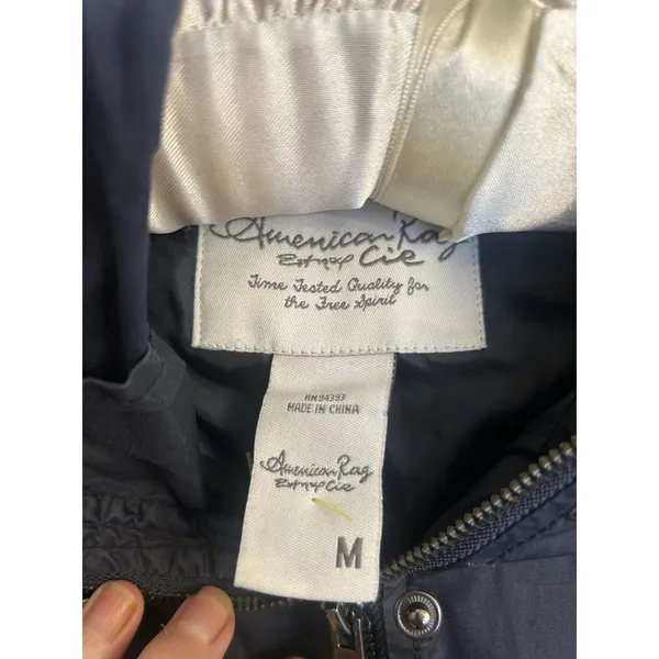 American Rag Navy Blue Women’s Size M Hooded UtilityRaincoat Jacket Lightweight - Image 4