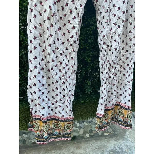 Xhilaration‎ Womens XL White Floral Boho Border Print Wide Leg Pajama Pants - Image 4