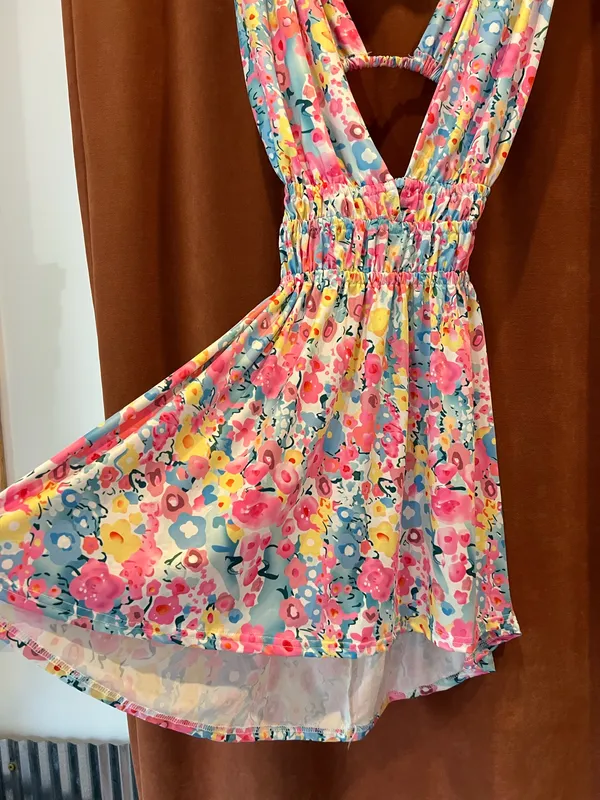 Bright Floral Dress/ Swimsuit Cover Up - Image 2