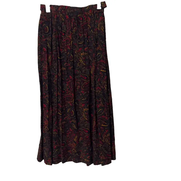 1980’s Evan -picone Vintage Pleated Paisley Pattern Long Skirt Size 8 - Image 5
