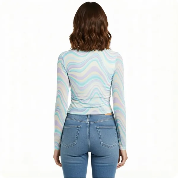 Madden NYC Pastel Corset Ruched Top in Nantucket Breeze Size XL - Image 3