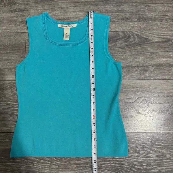 French Laundry Women Turquoise Knit Square Sleeveless‎ Fitted Top Size M - Image 11
