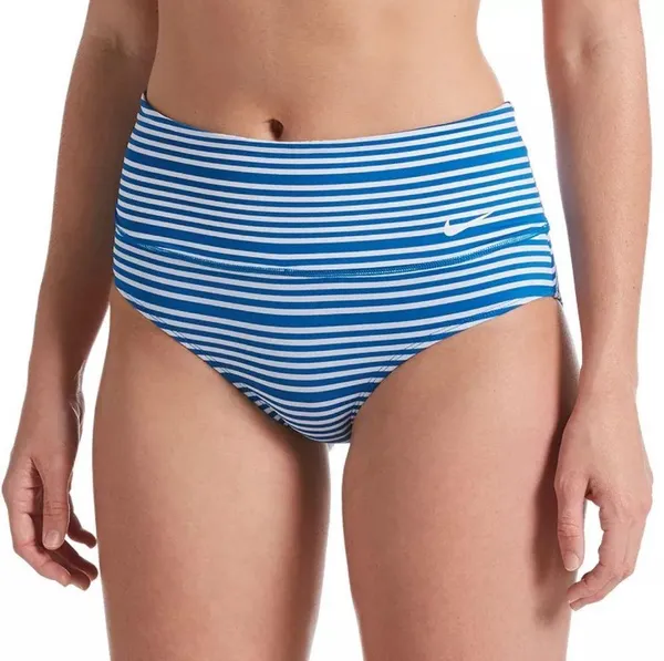 Nike Striped High Waisted Bikini Bottoms, Blue & White Size XL New w/Tag - Image 9