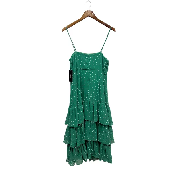 Lulus Nellie Green Polka Dot Ruffled Midi Dress size Large NWT - Image 3
