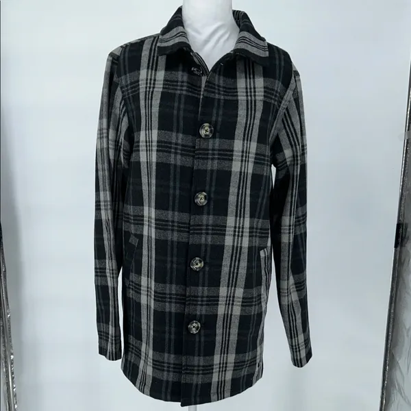 Oakley Women's Coat Wool Button-up Jacket Plaid Gingham Black Gray Size Small - Image 3