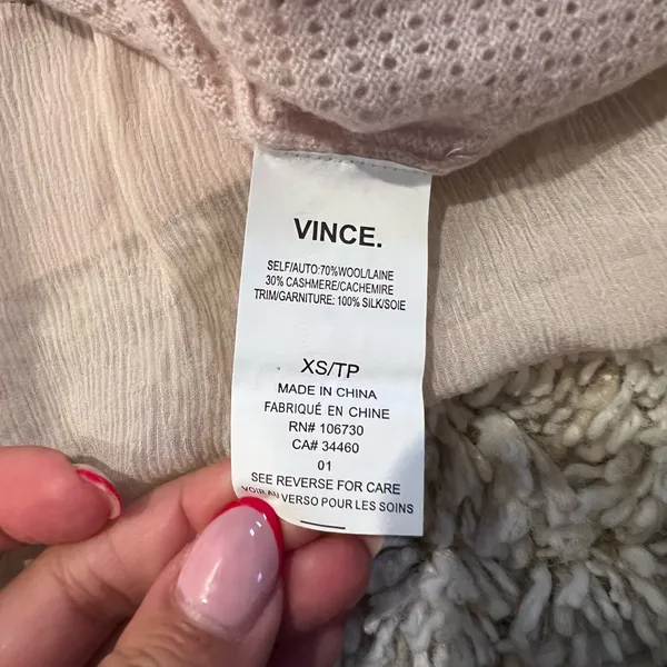 NWT VINCE Cashmere Wool Chiffon Trim Sleeveless Sweater - Image 5