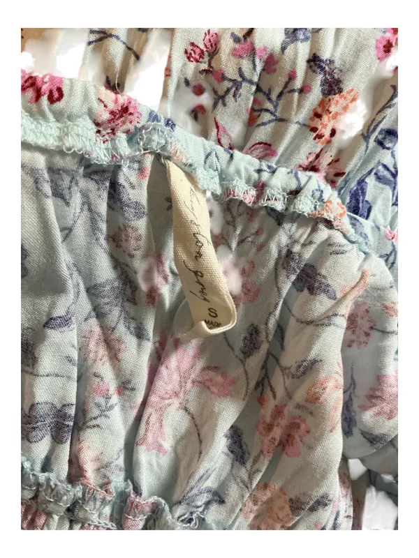 King & Iren Grey Floral Tiered Maxi Dress Small - Tie Front Cutout Cottagecore - Image 4