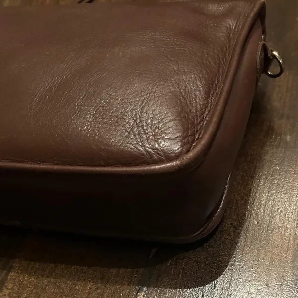 Vintage Carriage Court Brown Genuine Cowhide Leather Clutch Bag Purse Classic - Image 9