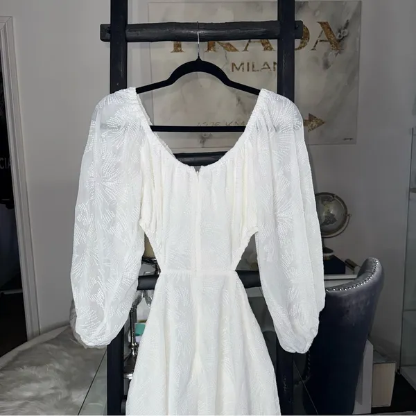 SABO Anita White Textured Long Sleeve Open Back Mini Dress Womens Large - Image 15