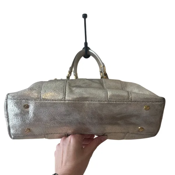 Tory Burch Nico Metallic East West Tote Silver‎ Distressed Leather - Image 5