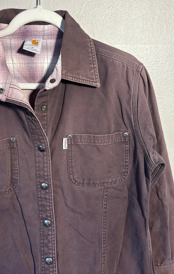 Carhartt Rare Vintage brown canvas flannel lined shirt jacket - Image 2