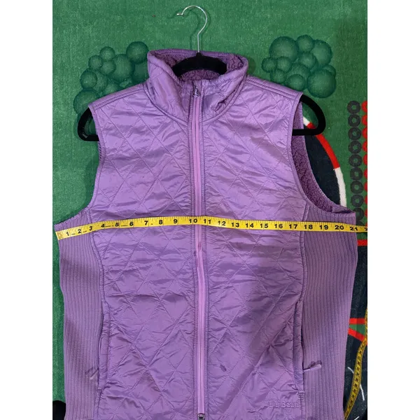 L.L.Bean Women’s Quilted‎ Fleece Lined Vest Purple Lilac Size L Warm Outdoor - Image 5