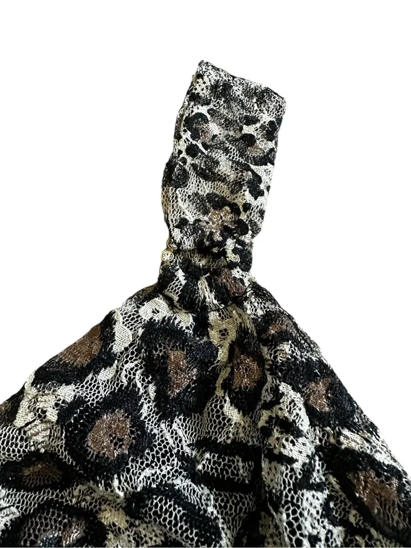 Express Mesh Lace Animal Print Babydoll Ruched Y2K Indie Sleaze Edgy Mob Wife - Image 3