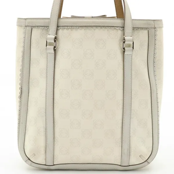 Loewe Taupe Anagram Pvc & Synthetic Leather Trim Tote Bag - Image 4