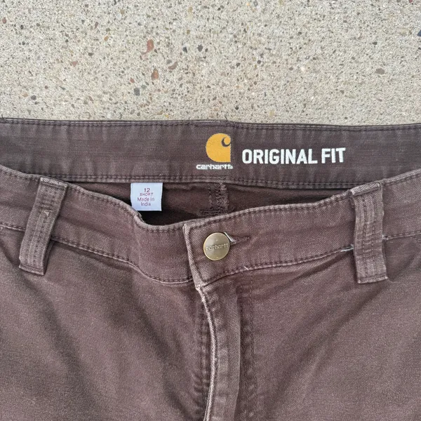 Carhartt Rugged Flex Loose Fit Canvas Double Front Work Pants Brown 12 Short - Image 4