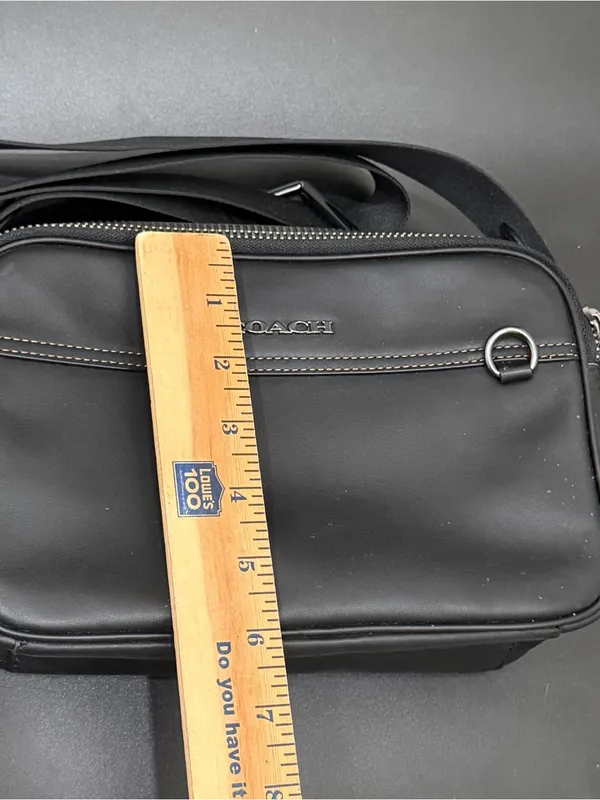 COACH C4148 Black Smooth Calf Leather Double Zip Graham Crossbody Camera Bag - Image 8