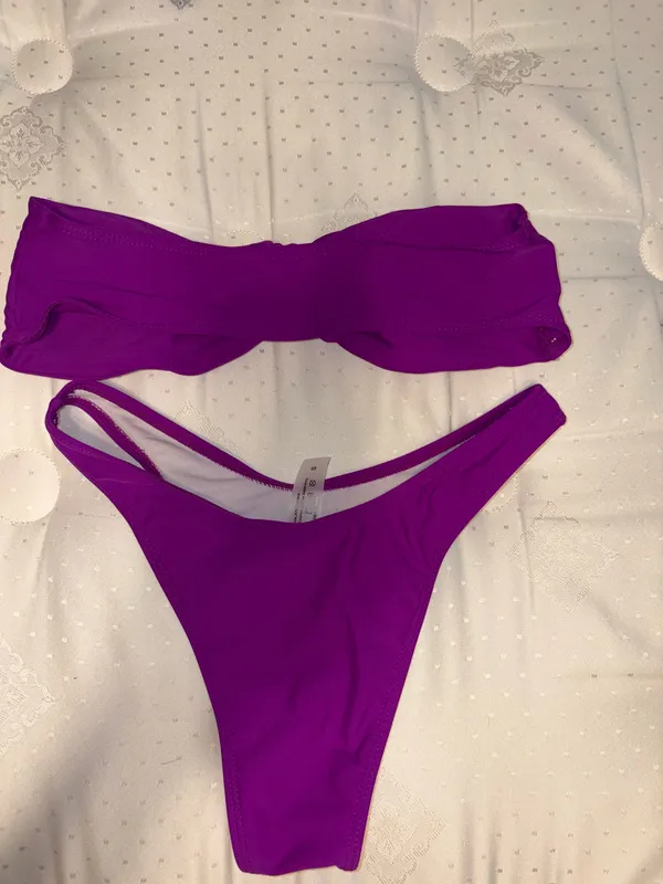 SheIn Bright Purple Cutout Bikini - Image 2