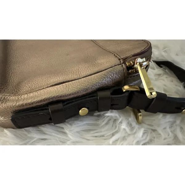 Fossil Piper Toaster‎ leather crossbody bag in a metallic taupe/bronze - Image 10