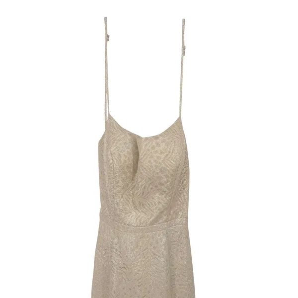 Renaissance Collection Gown Dress 2 Champagne Gold Metallic Lace Up Formal Prom - Image 9