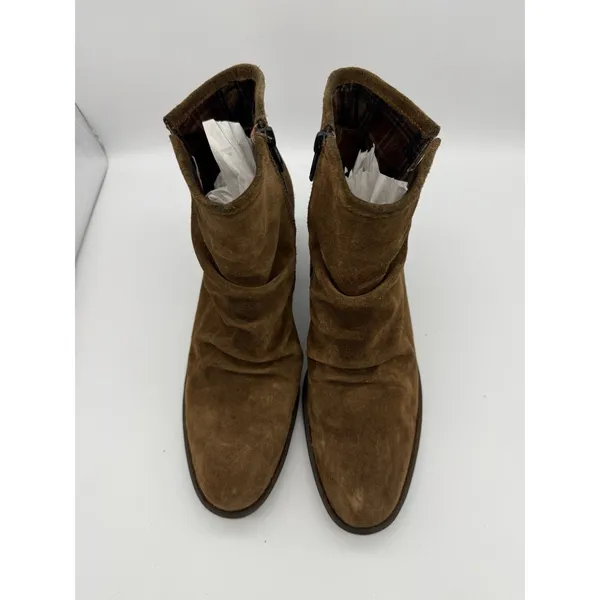 Born Boots Womens 9.5 Brown Leather Booties 2.75" Heel Side Zip Travel Concert - Image 3