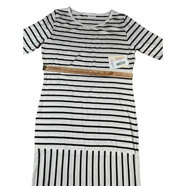Lularoe Julia‎ White Black Striped Short Sleeve Dress Women's Size Large Mixed - Image 4
