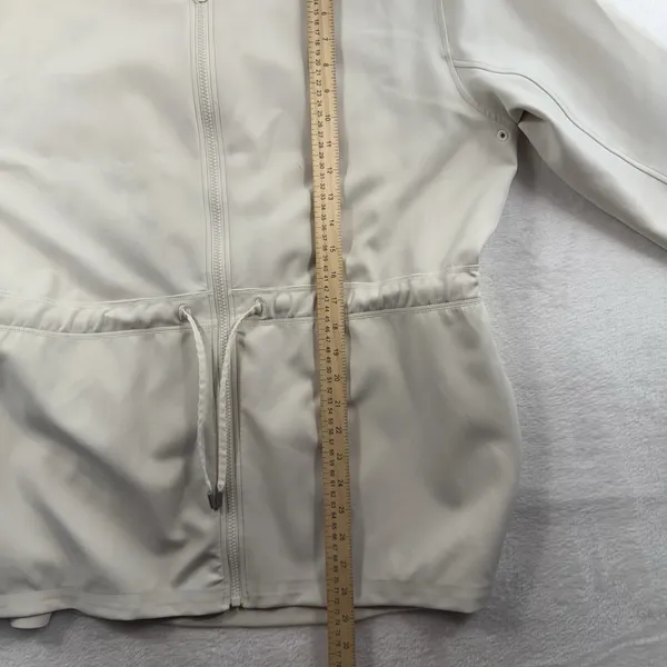 Lululemon Sz 14‎ Softstreme Cinch Waist Jacket Full Zip White Opal Bone Hooded - Image 11