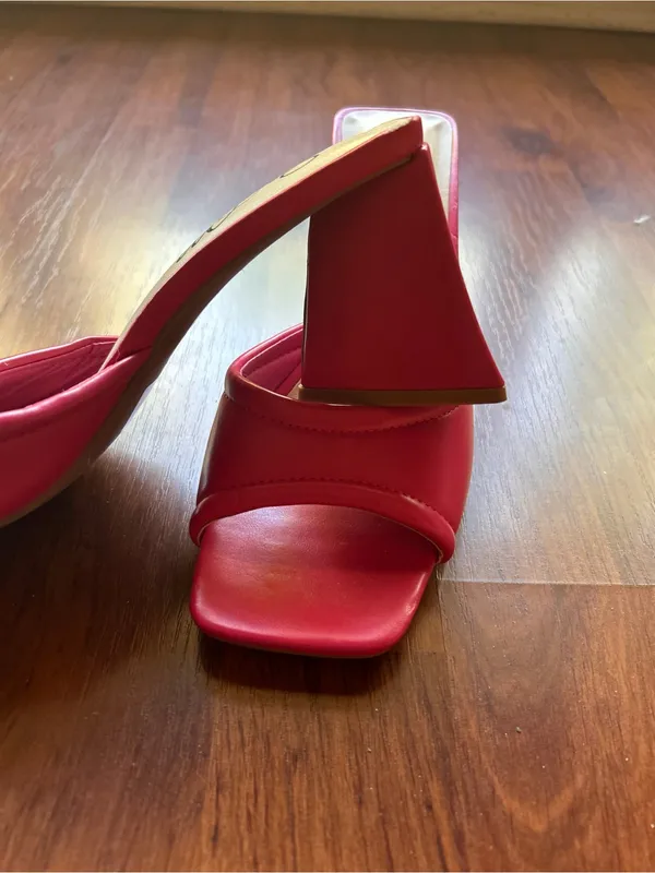 So Me Pink Square Toe Block Heel Slide Mules Size 7 - Image 2