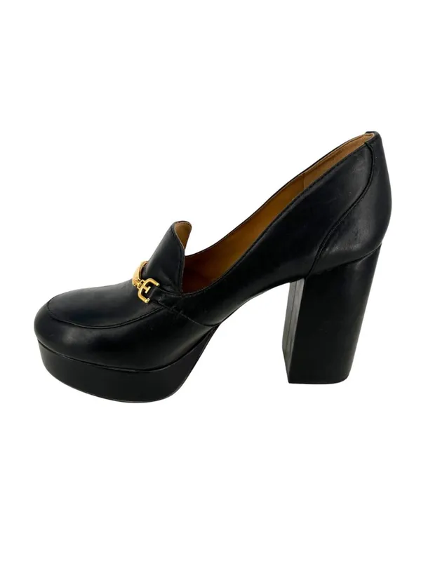 Sam Edelman Aurelie Platform Loafers Black Gold Horsebit 8.5 Preppy Ivy League - Image 3