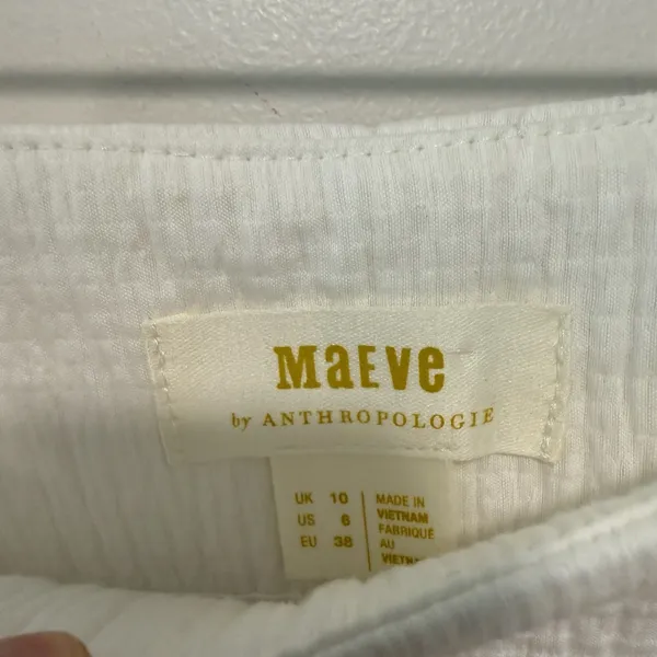 Maeve Anthropologie Pintucked White Wide Leg Gauzy Crinkle Pants Size 6 - Image 3