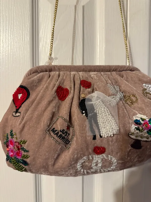 Bridal era beaded velvet pink bag - Image 2