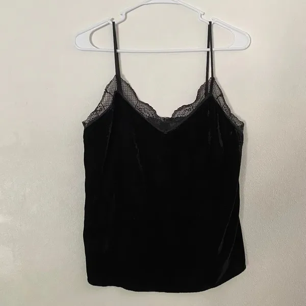 Abercrombie & Fitch NWT Black Velvet Lace Cami S Y2K Coquette Tank - Image 2